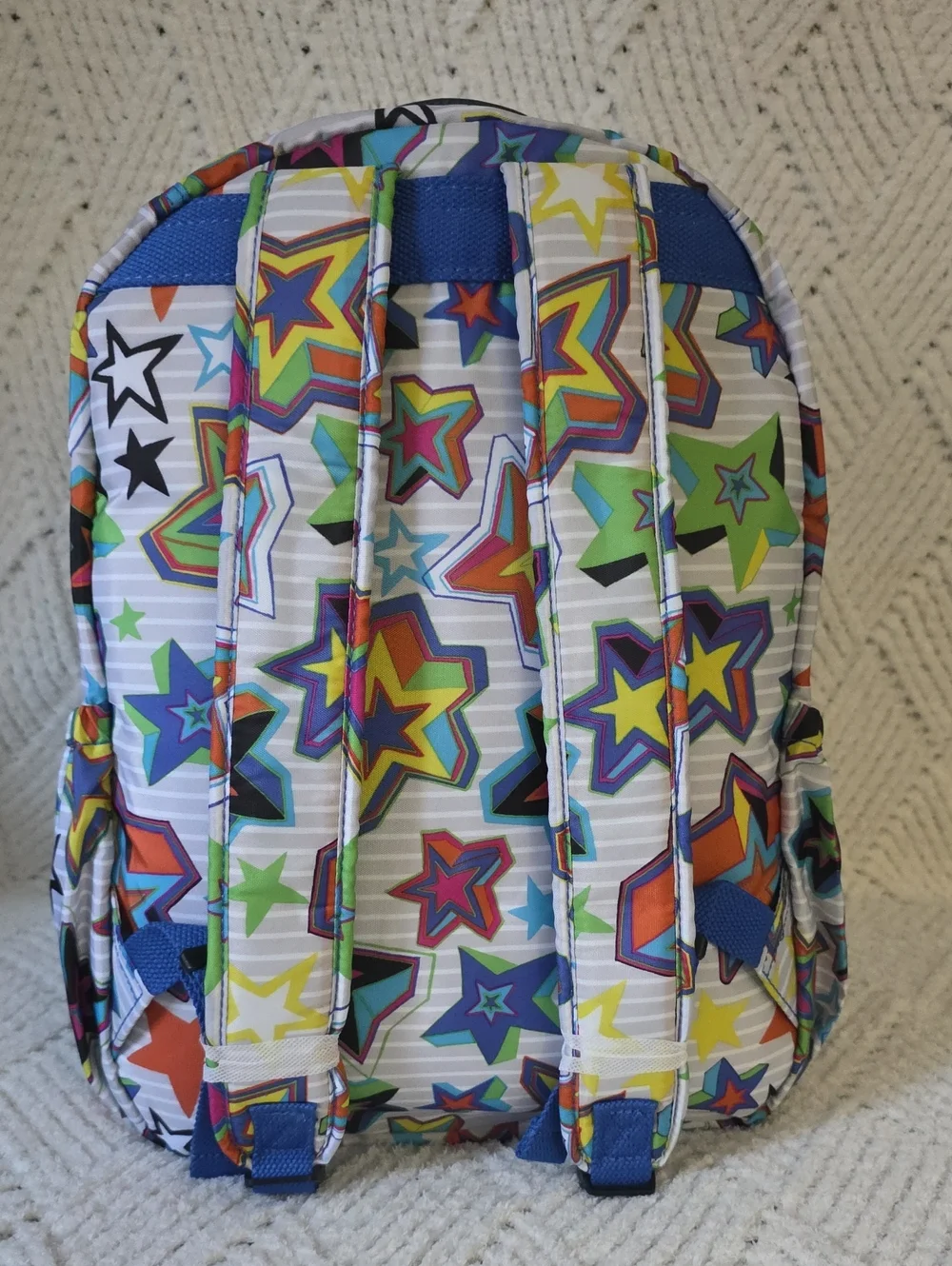 Kipling Multicolor Star Print Kids Backpack with Blue Accents